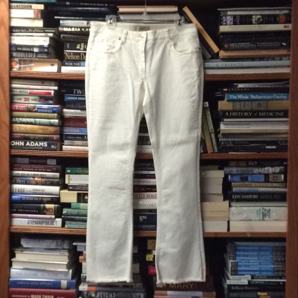 ETRO Italian gold accents stretchy white jeans